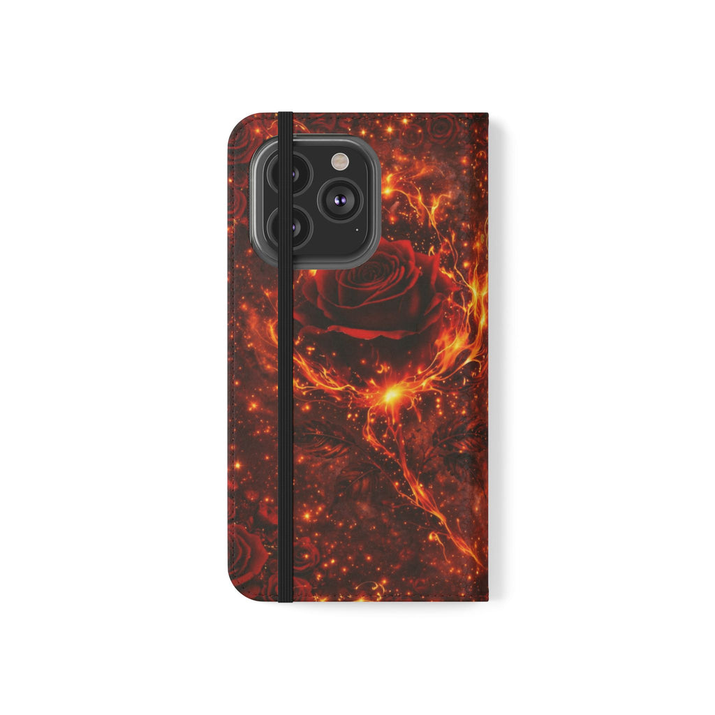 Flip Case – 'Touch Her & Die' Gothic Rose Wallet Phone Case