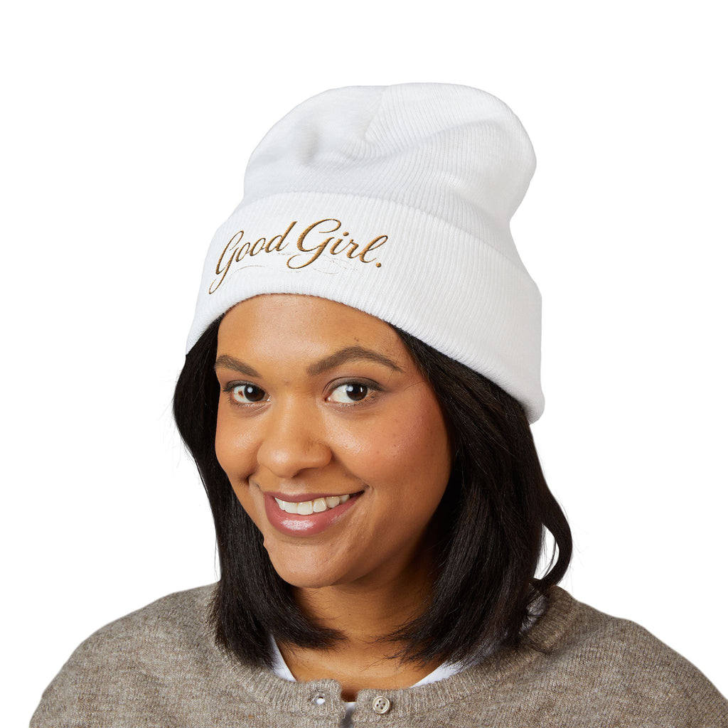 Embroidered "Good Girl." Cuffed Beanie