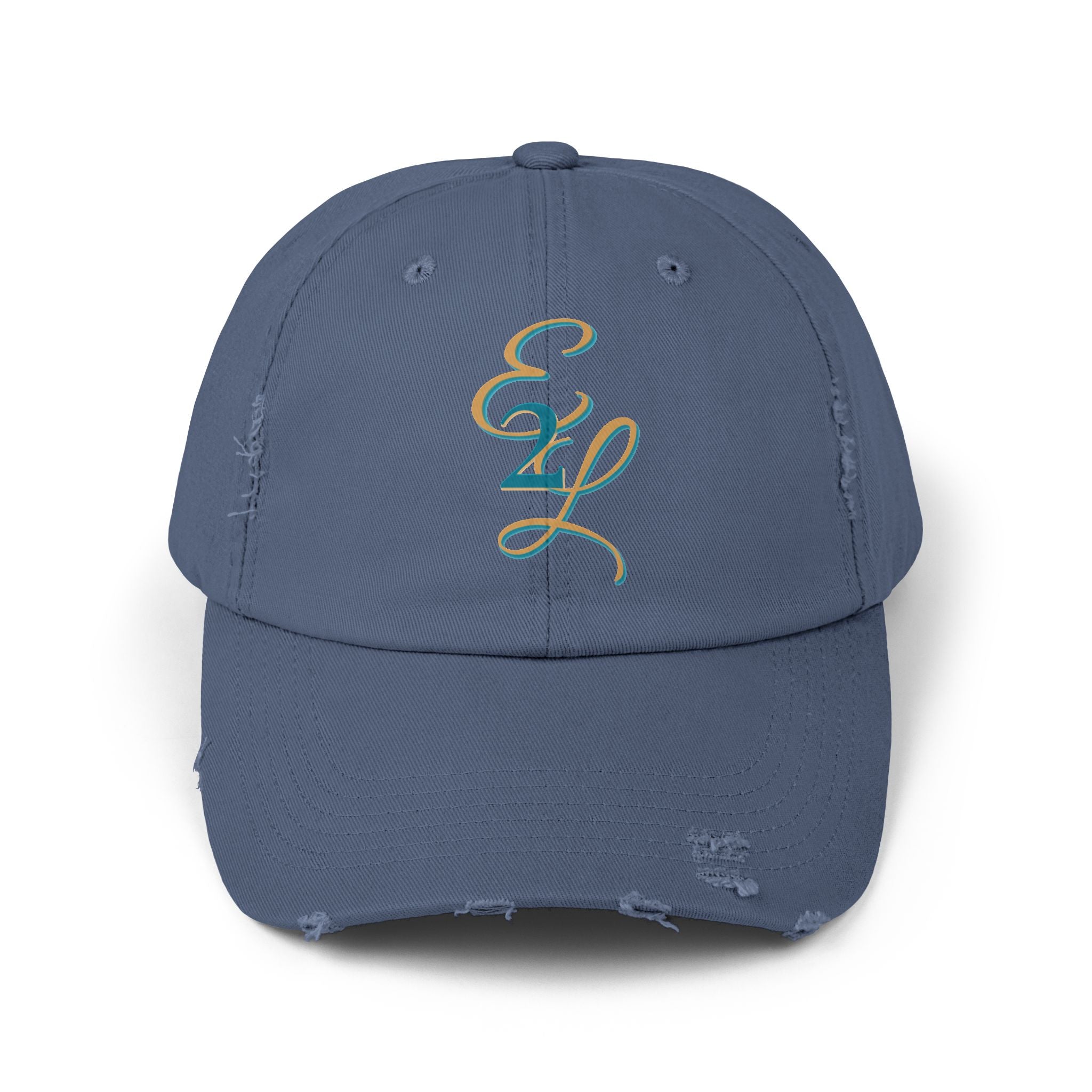 Distressed Black Cap with 'E2L' Enemies to Lovers