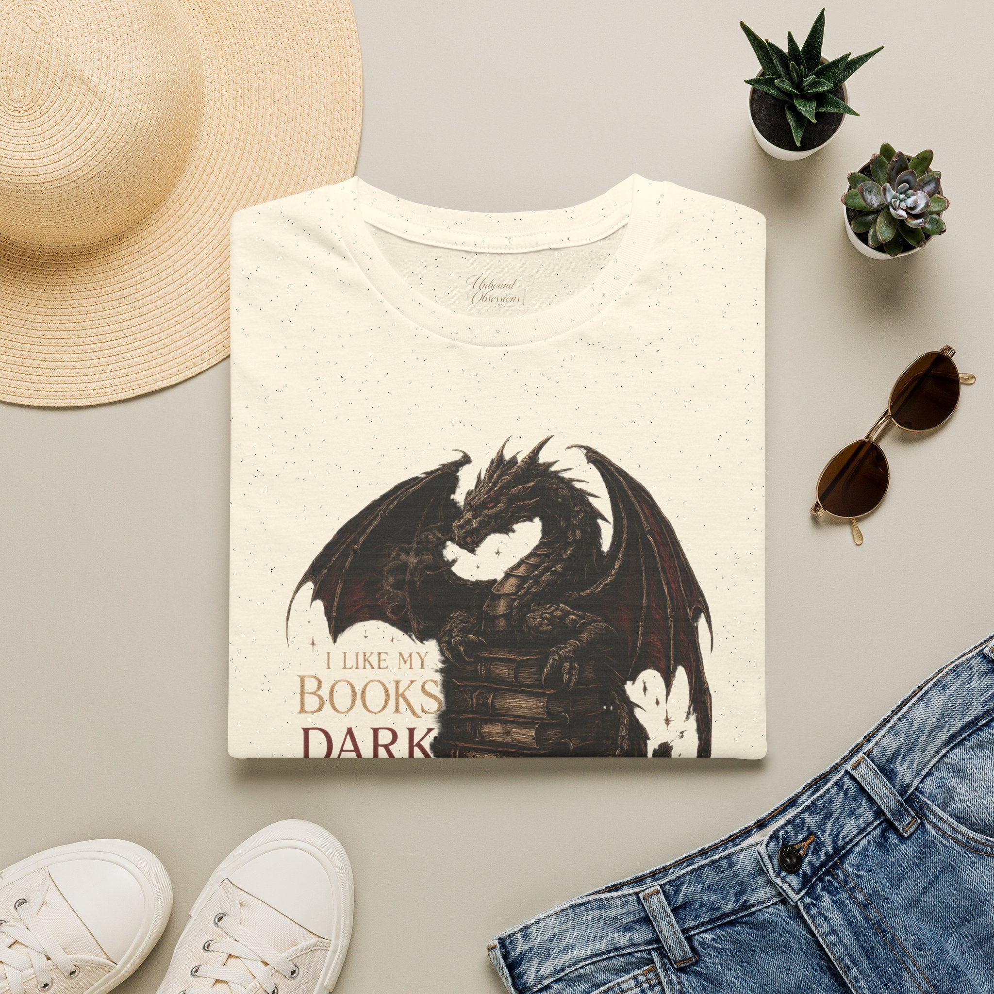 Dragon Books T-Shirt — "I Like My Books Dark" Fantasy Reader Tee