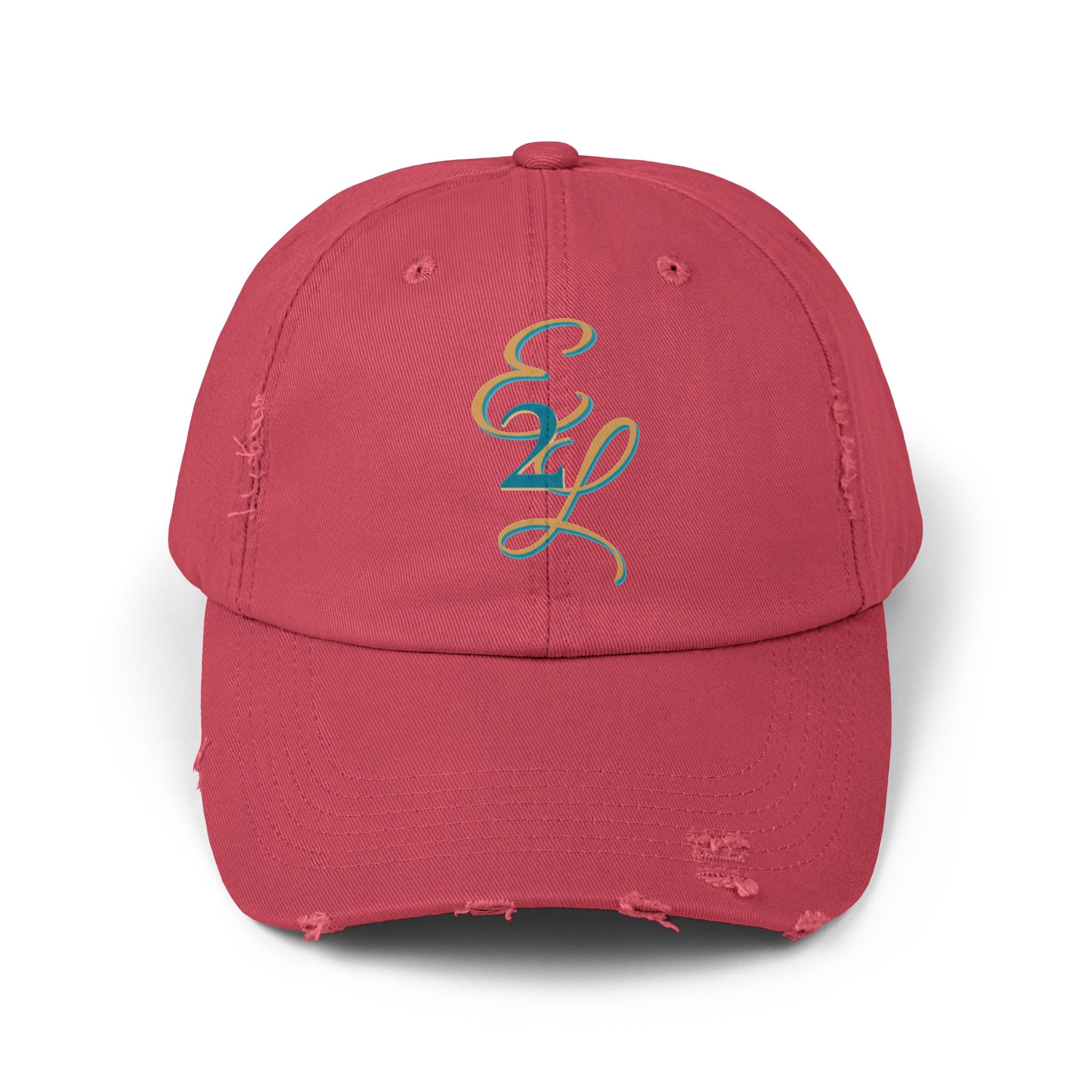 Distressed Black Cap with 'E2L' Enemies to Lovers