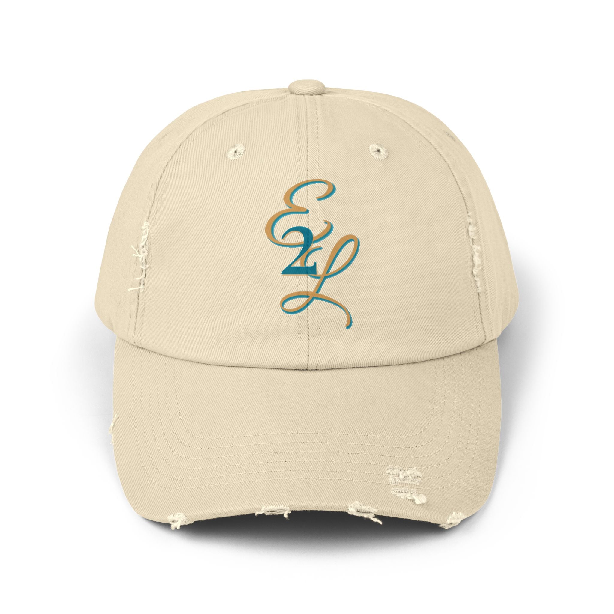 Distressed Black Cap with 'E2L' Enemies to Lovers