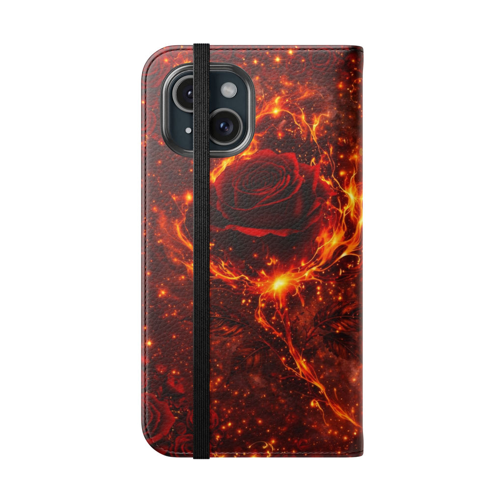 Flip Case – 'Touch Her & Die' Gothic Rose Wallet Phone Case