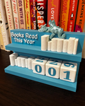 Books Read Counter: Bookworm Decor with Dice - Track Reading: Counter with White Books and Grim holding a Book