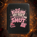 Kindle Case - "Kicking My Feet, Reading My Heart" Cute Pink Book Lover E-Reader Cover