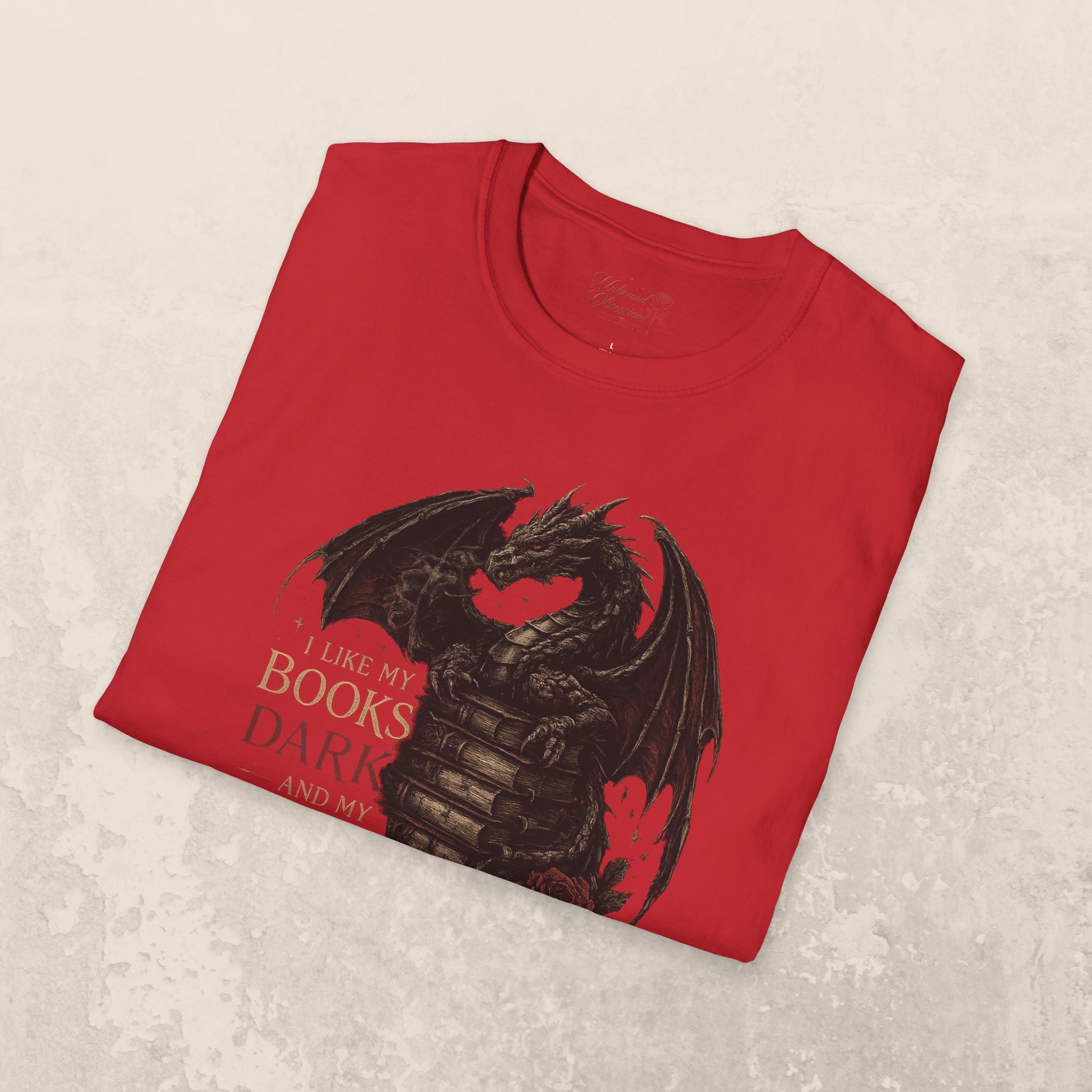 Dragon Books T-Shirt — "I Like My Books Dark" Fantasy Reader Tee