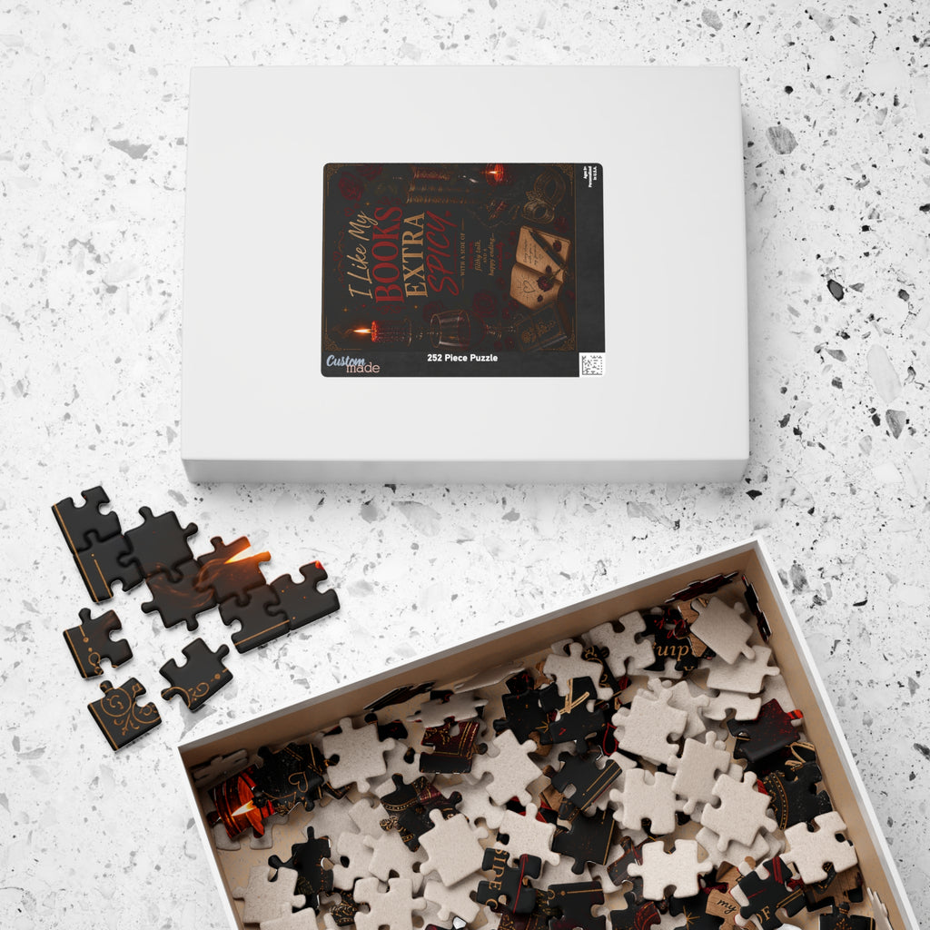 I Like My Books Extra Spicy puzzle | Book Lover Jigsaw, Dark Romance Design