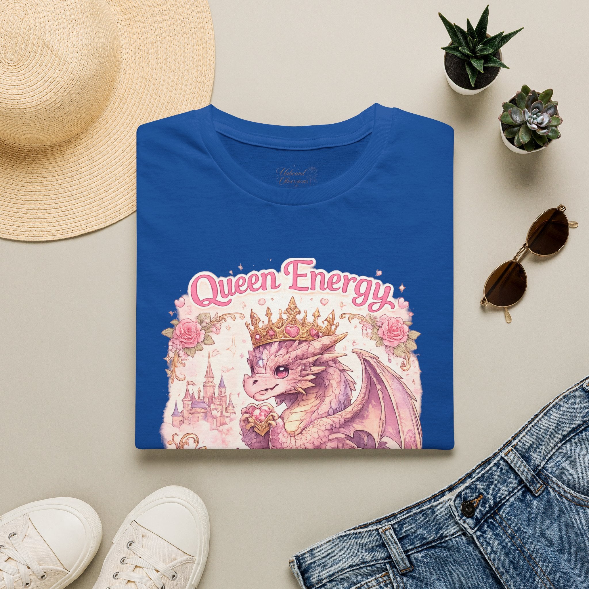 Queen Energy Dragon T-Shirt — Pink Crowned Dragon "Queen Energy, Dragon Tasties"