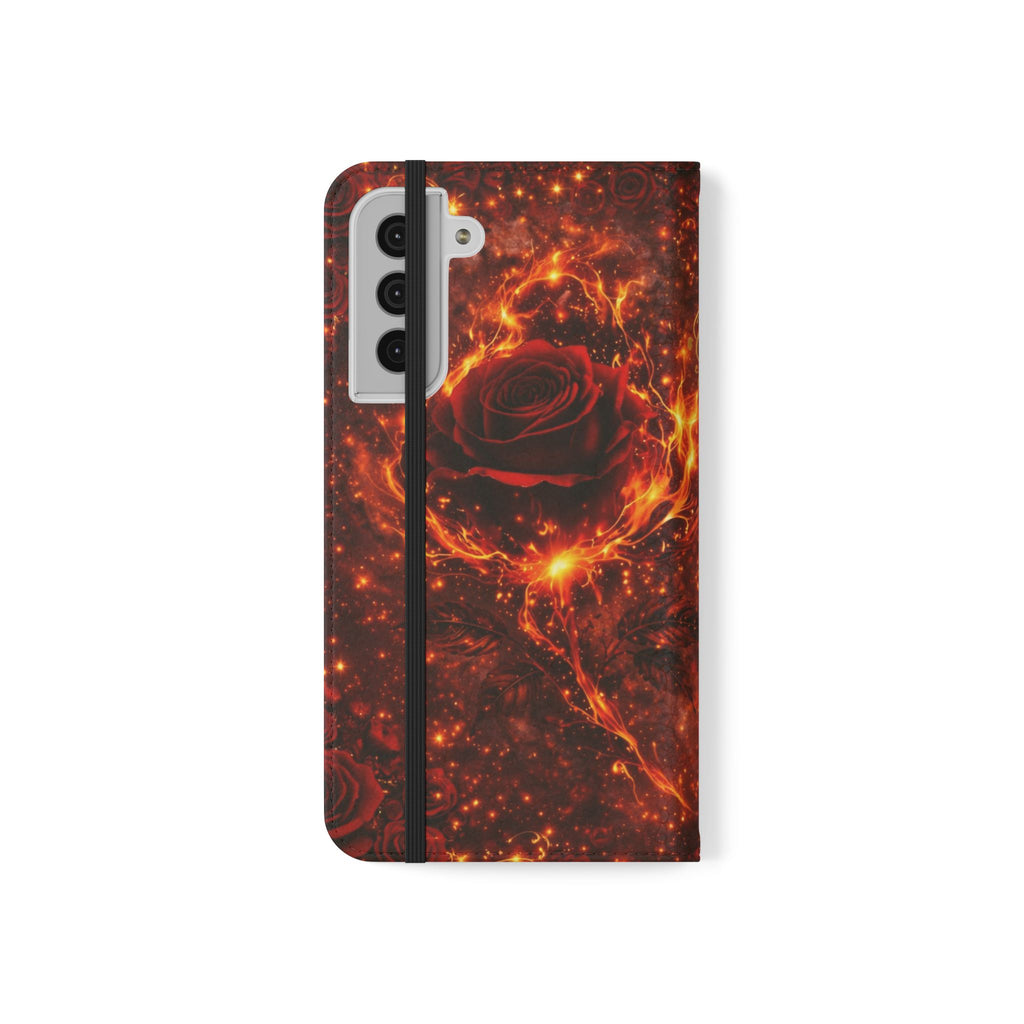 Flip Case – 'Touch Her & Die' Gothic Rose Wallet Phone Case
