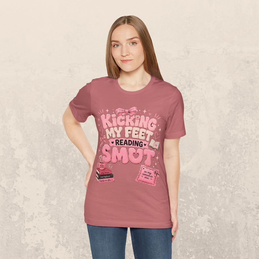 Reading Smut T-Shirt — Kicking My Feet Graphic Tee for Bookish Romance Fans
