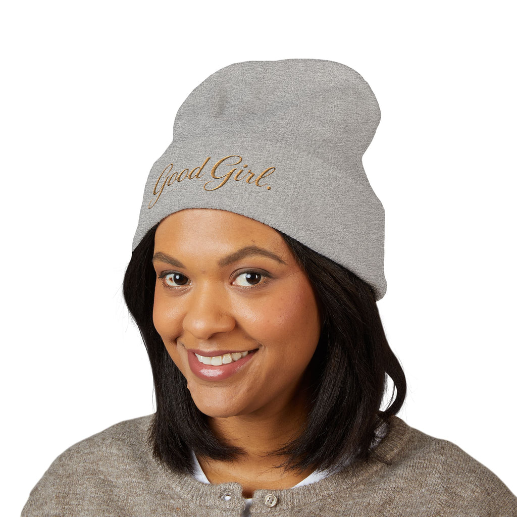 Embroidered "Good Girl." Cuffed Beanie