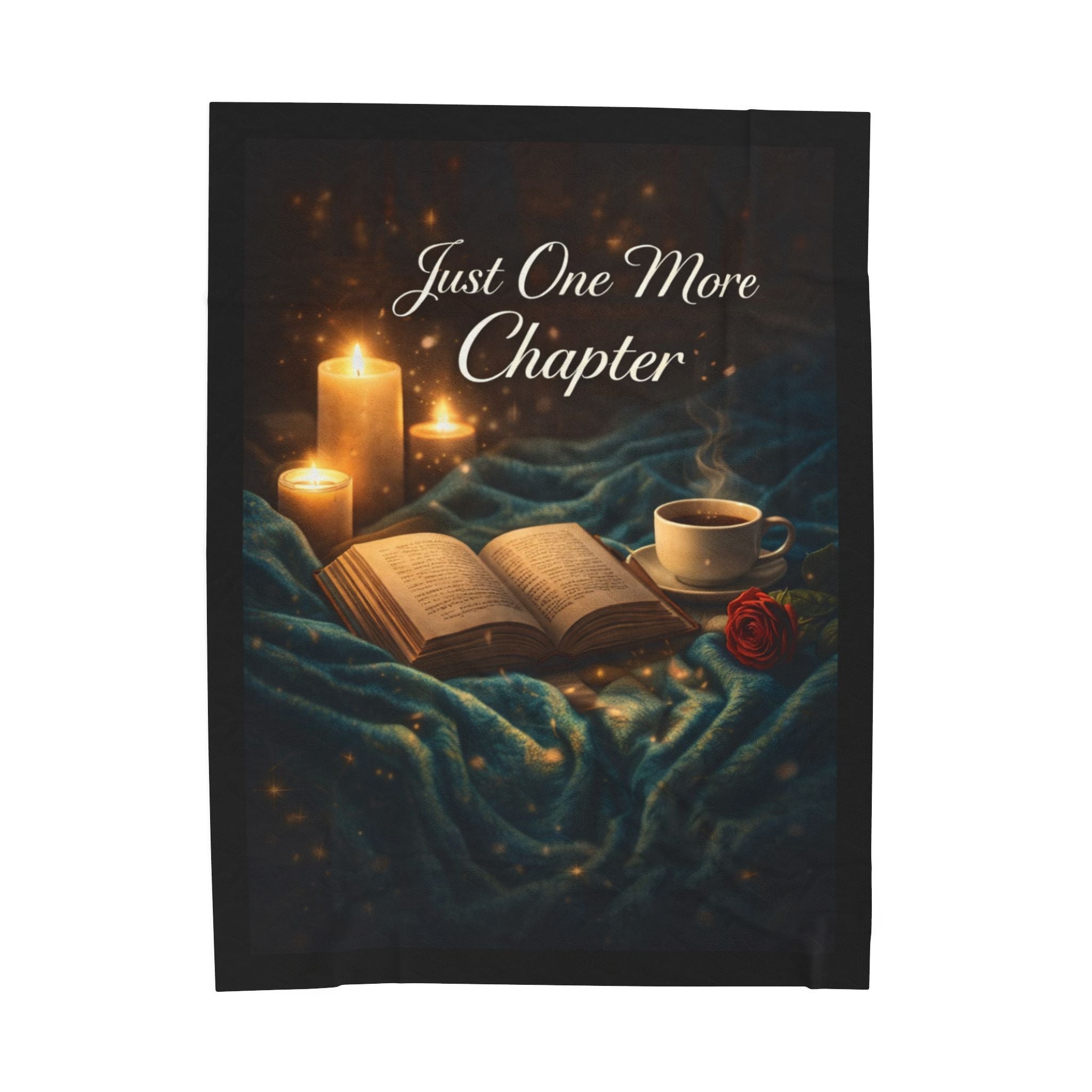 Just One More Chapter Velveteen Plush Blanket — Cozy Reading Throw for Book Lovers