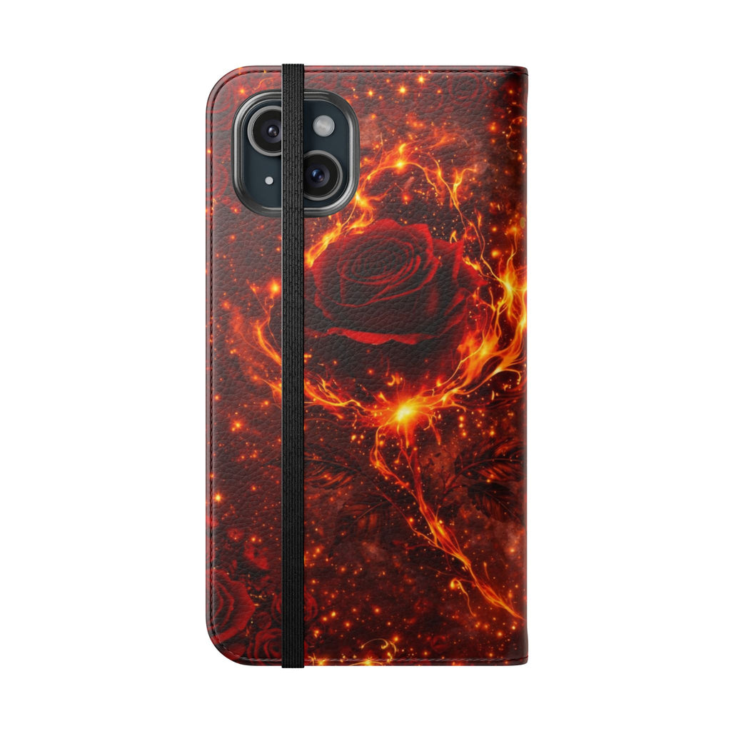 Flip Case – 'Touch Her & Die' Gothic Rose Wallet Phone Case