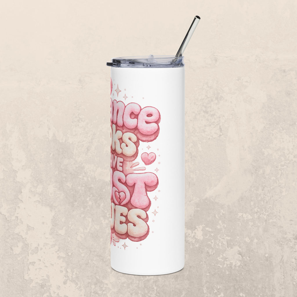20oz Tumbler — “Romance Books & I Have Trust Issues” Pink Heart Travel Mug