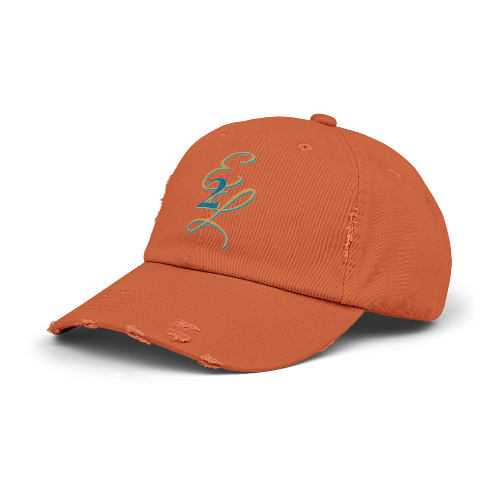 Distressed Black Cap with 'E2L' Enemies to Lovers