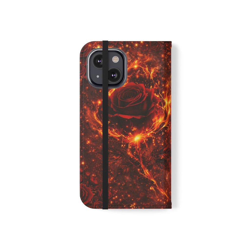Flip Case – 'Touch Her & Die' Gothic Rose Wallet Phone Case
