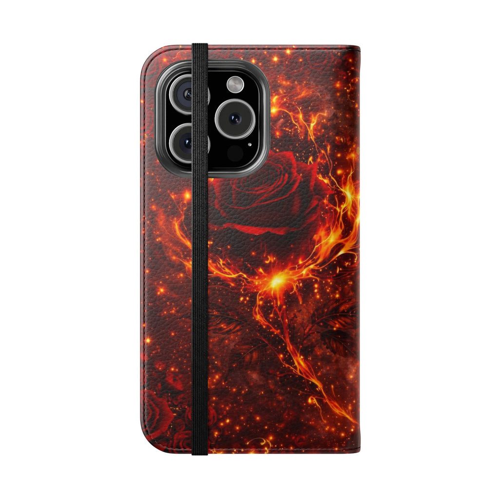 Flip Case – 'Touch Her & Die' Gothic Rose Wallet Phone Case