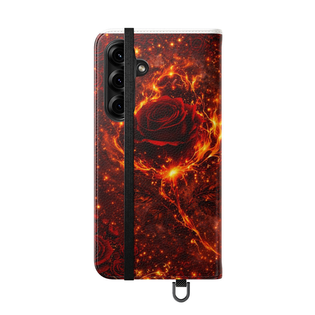 Flip Case – 'Touch Her & Die' Gothic Rose Wallet Phone Case