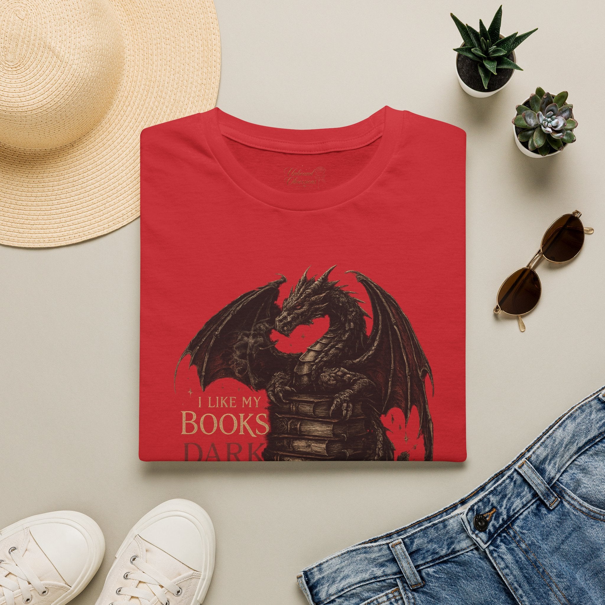 Dragon Books T-Shirt — "I Like My Books Dark" Fantasy Reader Tee