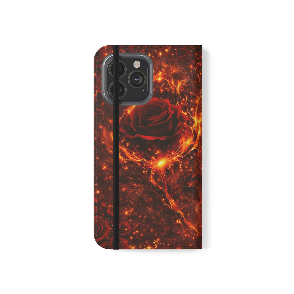 Flip Case – 'Touch Her & Die' Gothic Rose Wallet Phone Case