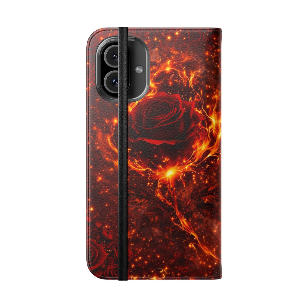 Flip Case – 'Touch Her & Die' Gothic Rose Wallet Phone Case