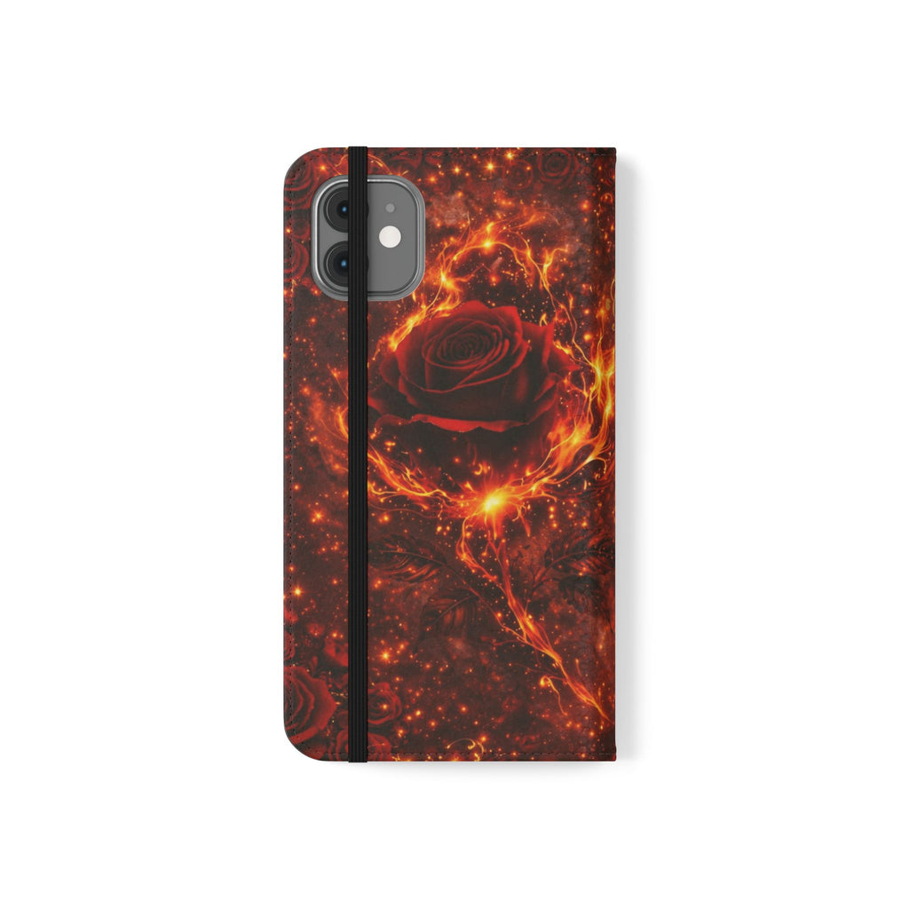Flip Case – 'Touch Her & Die' Gothic Rose Wallet Phone Case
