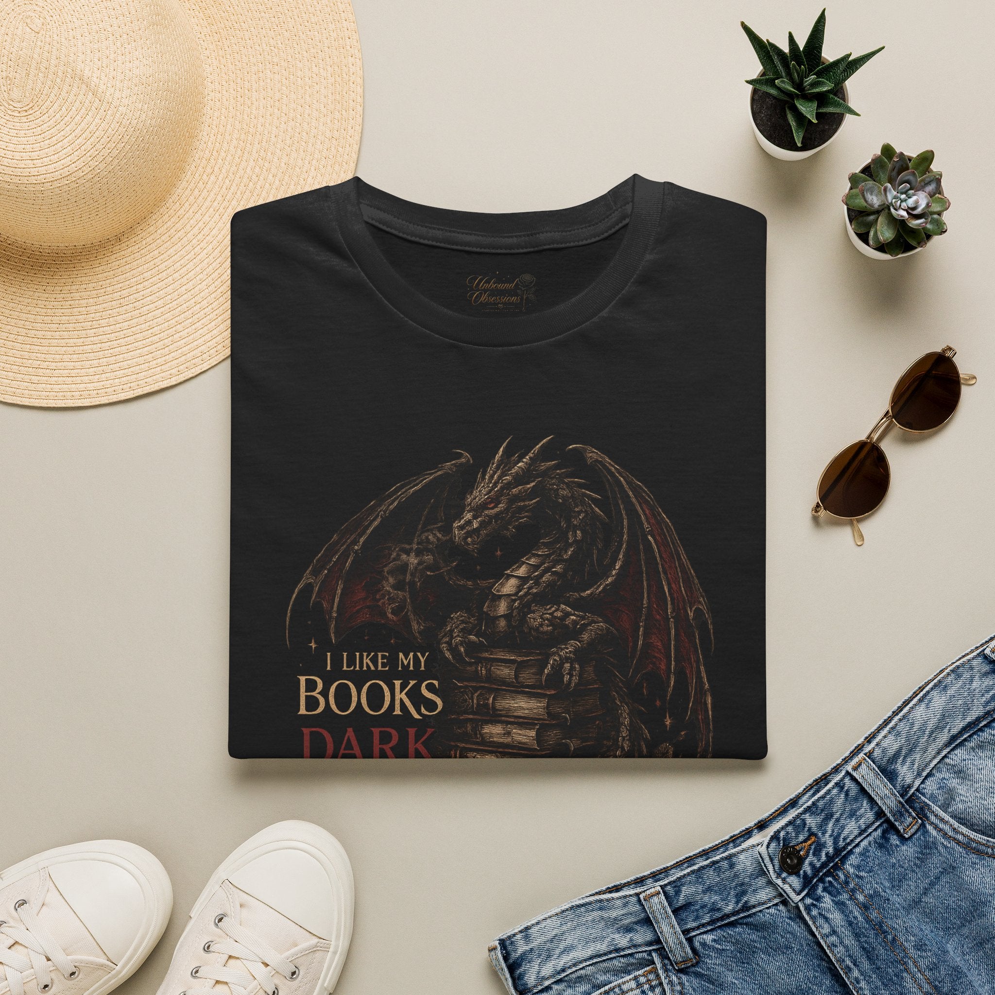 Dragon Books T-Shirt — "I Like My Books Dark" Fantasy Reader Tee