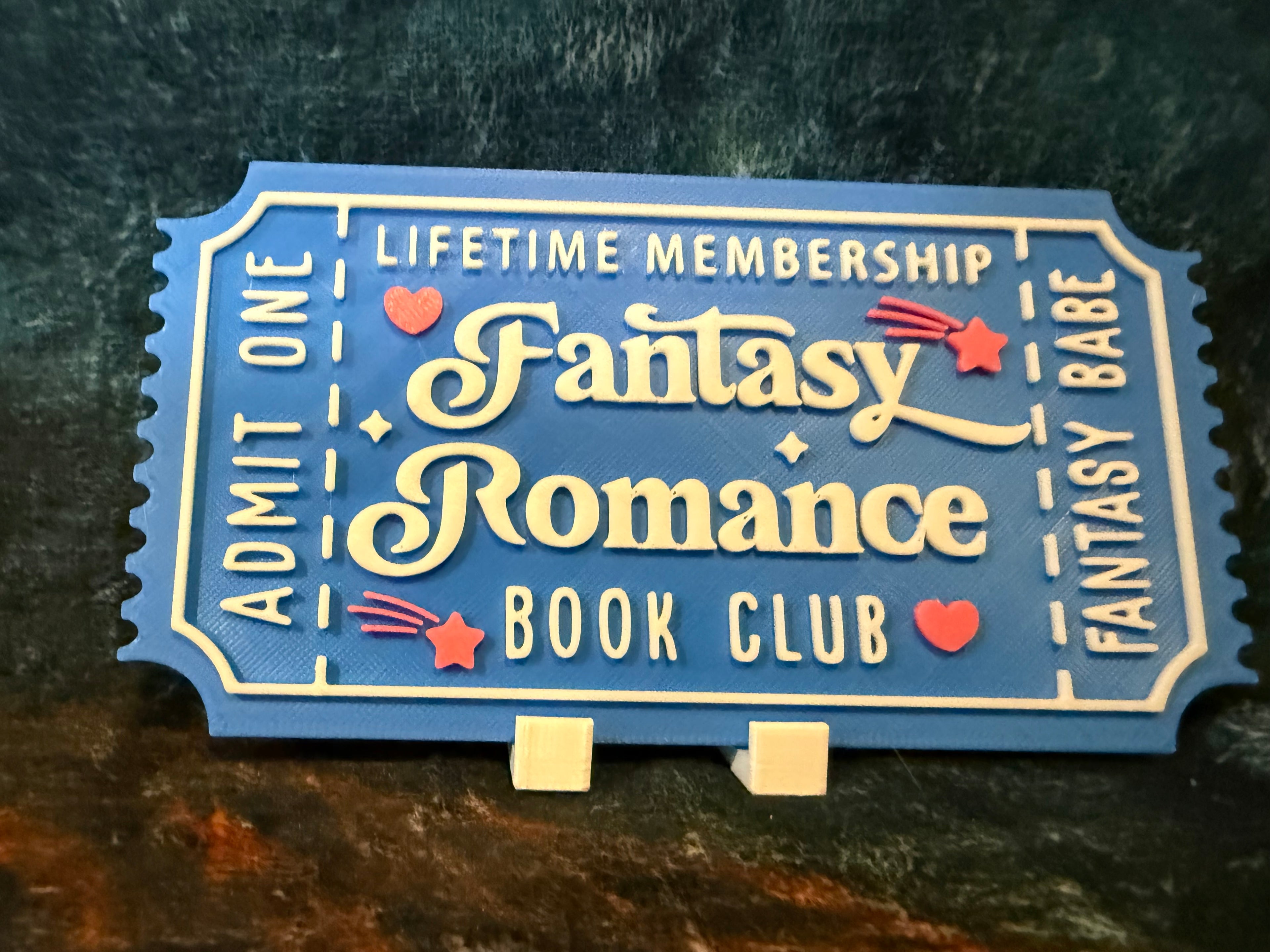 Book Club 3D Printed Tickets