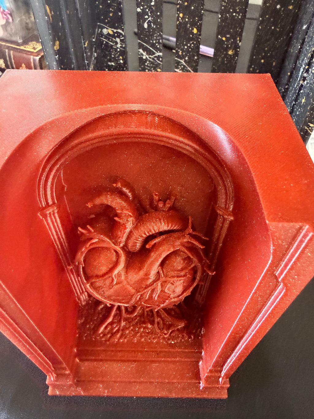 Anatomical Heart Book Nook | 3D Printed Gothic Bookshelf Décor
