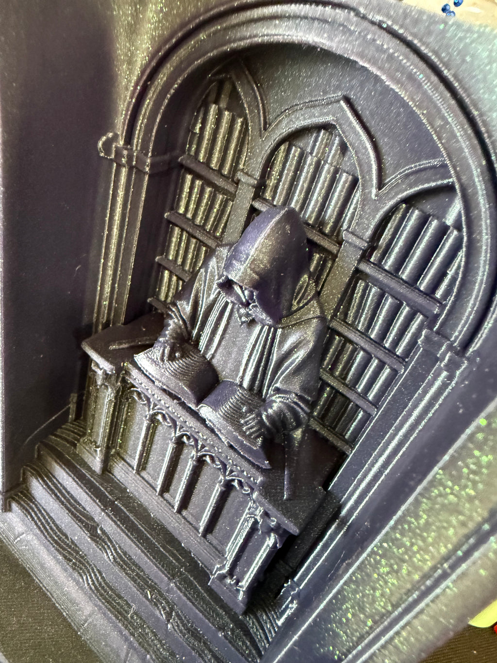 Keeper of Forbidden Knowledge Book Nook | 3D Printed Gothic Bookshelf Décor