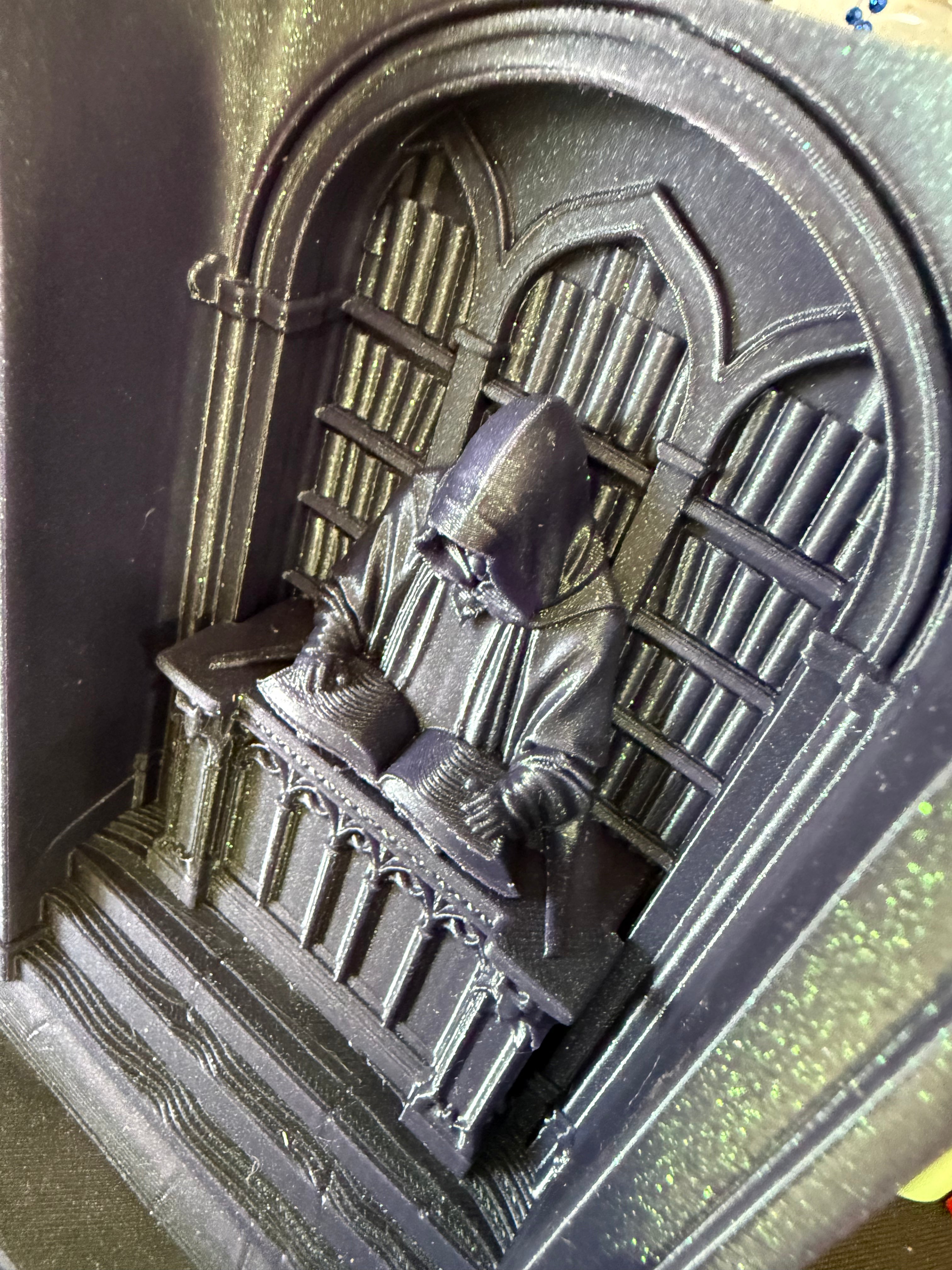 Keeper of Forbidden Knowledge Book Nook | 3D Printed Gothic Bookshelf Décor