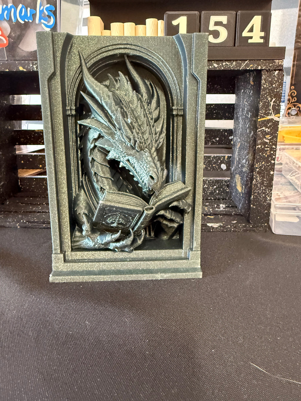 Dragon Reader Book Nook | 3D Printed Bookshelf Décor