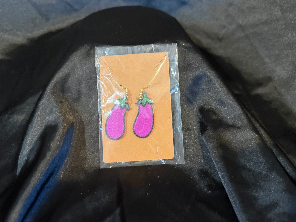 3D printed eggplant earrings