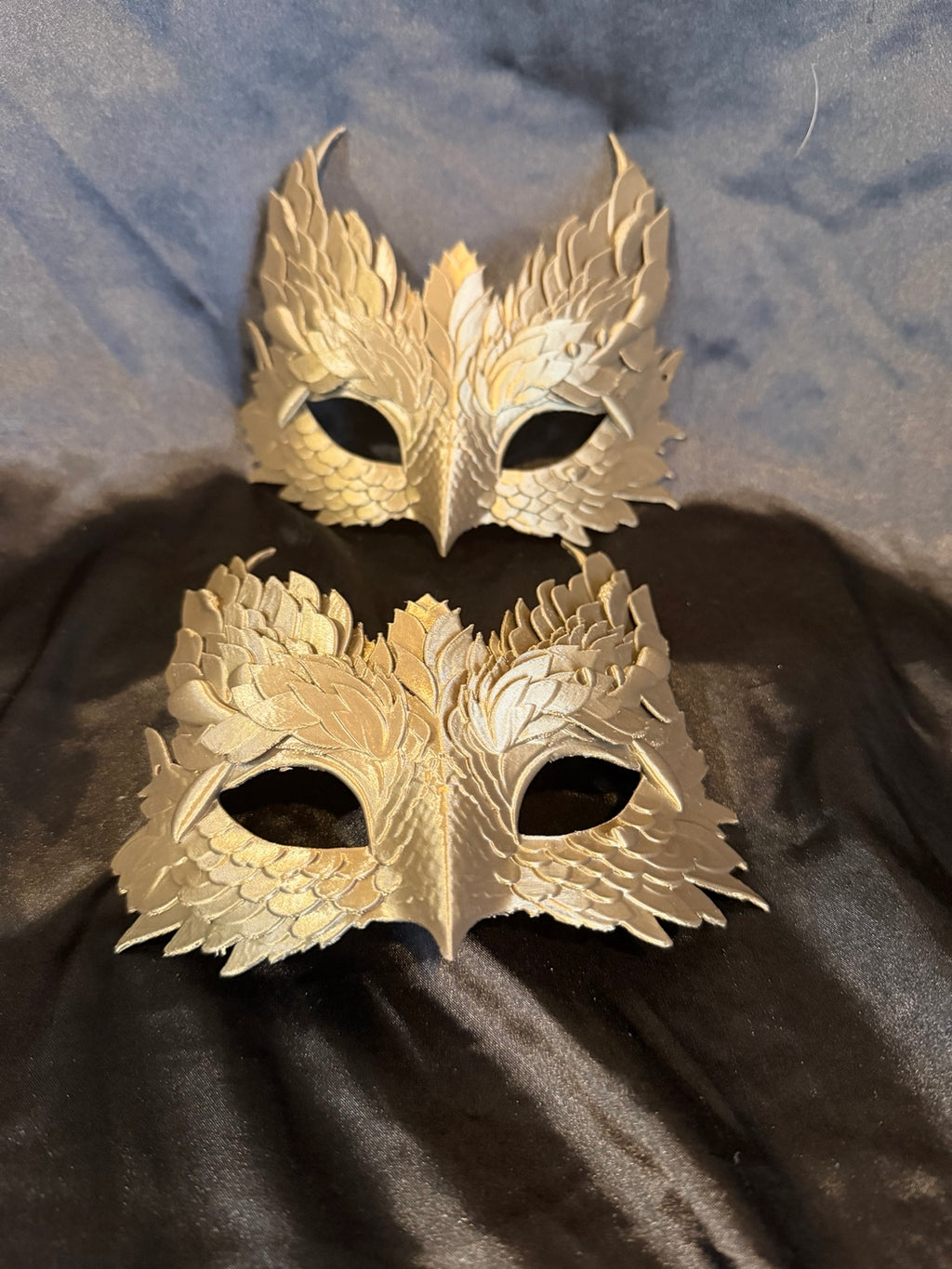 3D printed fantasy masks silver winged bird style