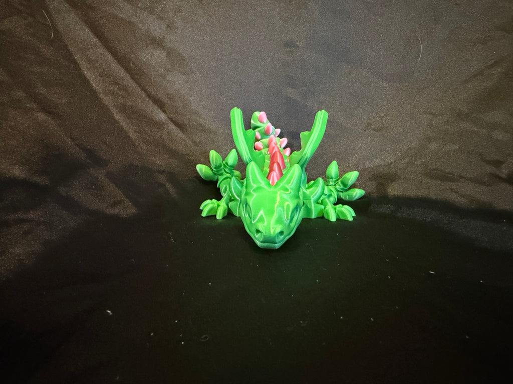 3D printed flexi spiked dragon front view