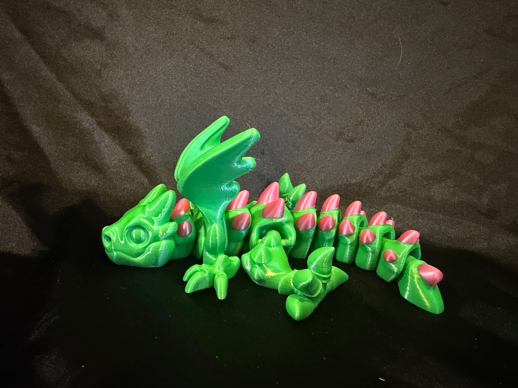 3D printed flexi spiked dragon side view