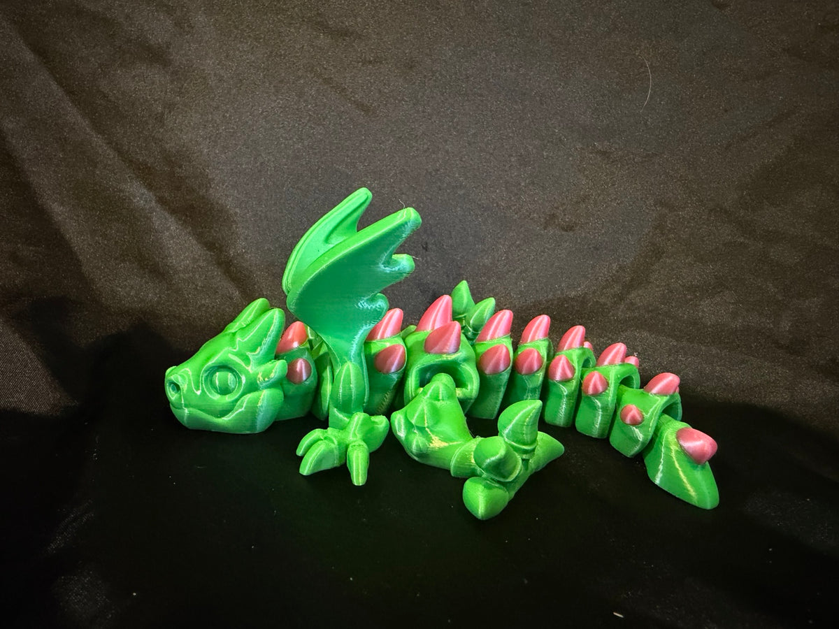 3D printed flexi spiked dragon side view