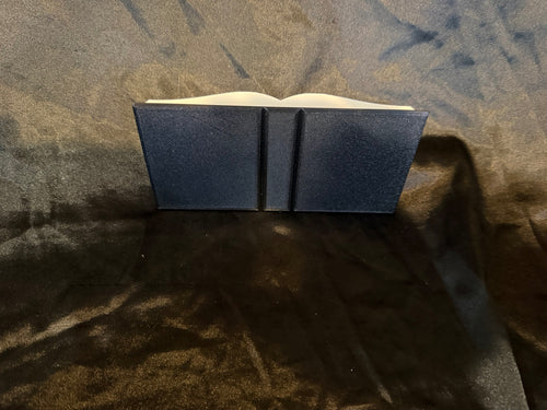 3D printed book-shaped Kindle and phone holder rear view