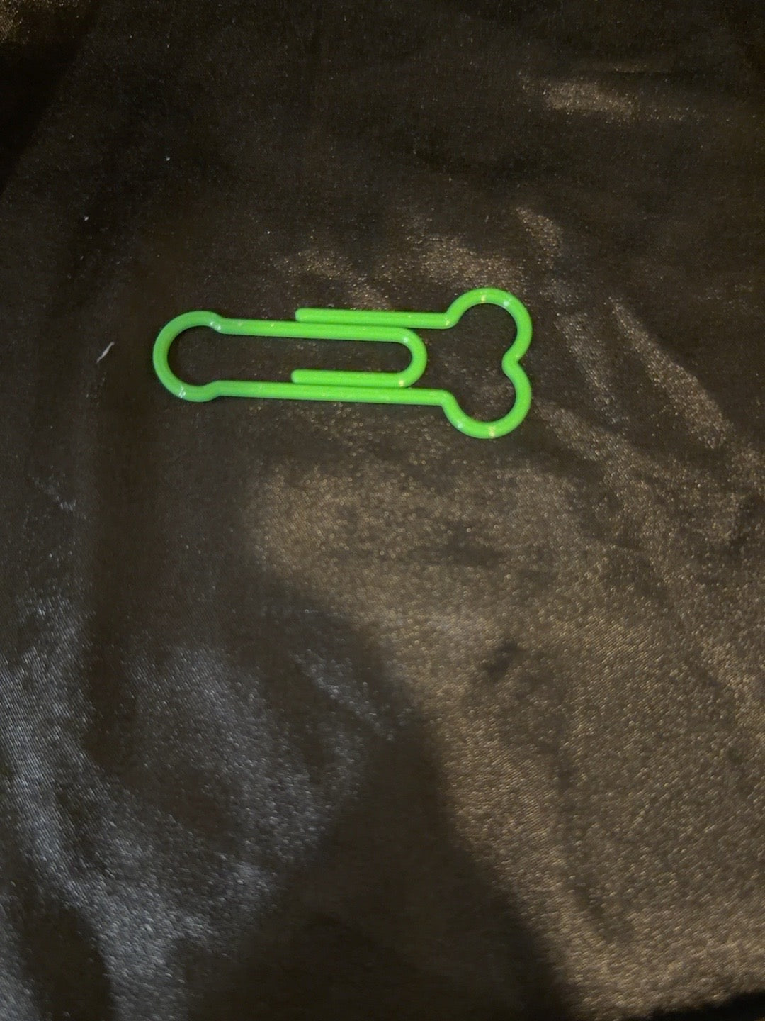 Green 3D printed penis paperclip bookmark, colors may vary