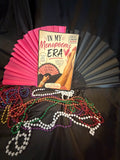 In My Menopoems Era by Emily St. James with promotional fan and pearl accessories