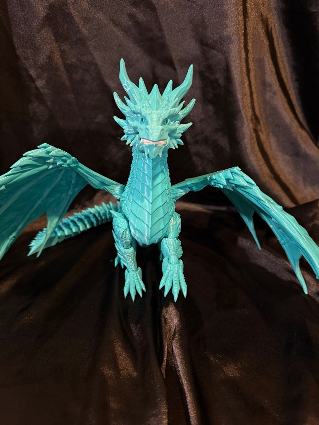 Ice Dragon 3D printed fantasy dragon front view — colors may vary