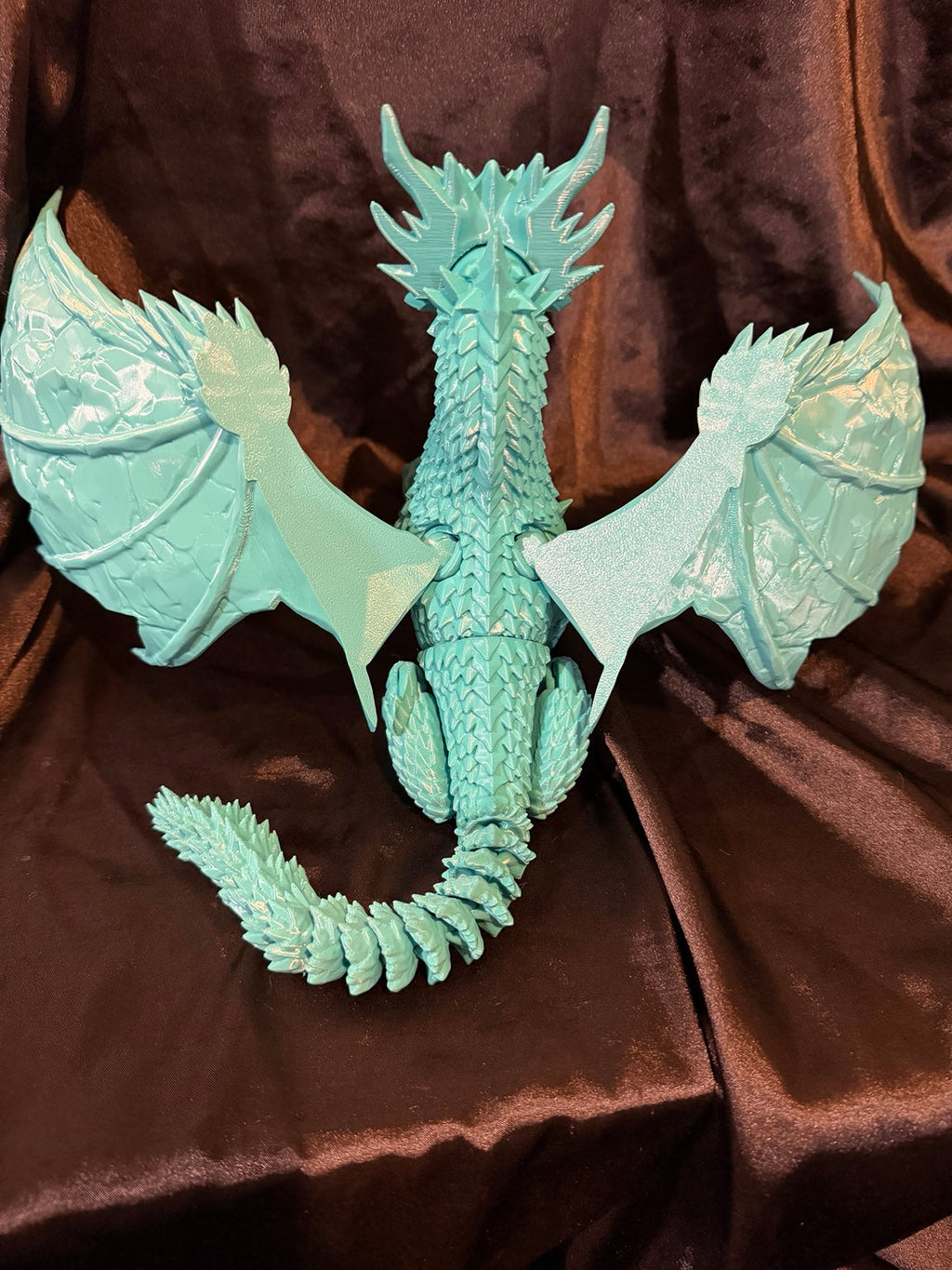 Ice Dragon 3D printed fantasy dragon rear view — colors may vary
