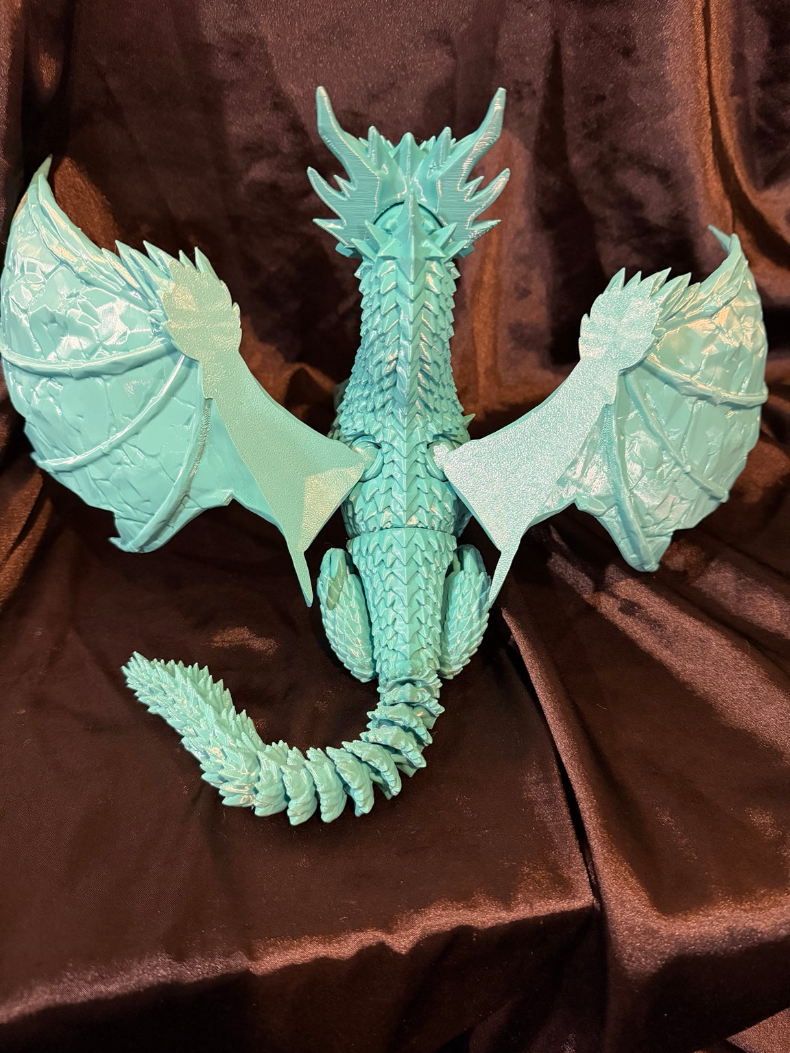 Ice Dragon 3D printed fantasy dragon rear view — colors may vary